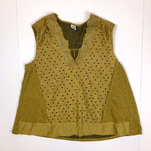 Anthro Akemi + Kin Boho Mustard Cadiz Top sz M - Picture 2 of 8
